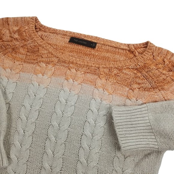 The Limited Boatneck Cableknit Sweater 3/4 Sleeve Womens Jrs Sz M  Wool Viscose - Picture 2 of 16